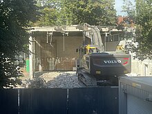 Weg ist die Turnhalle, hier entsteht gerade das Fundament des Neubaus, Bauabschnitt 1 mit unserer Mensa.