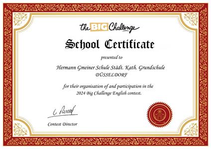 Englisch Wettbewerb Klasse 3 certificate 2024 school 222692 klein